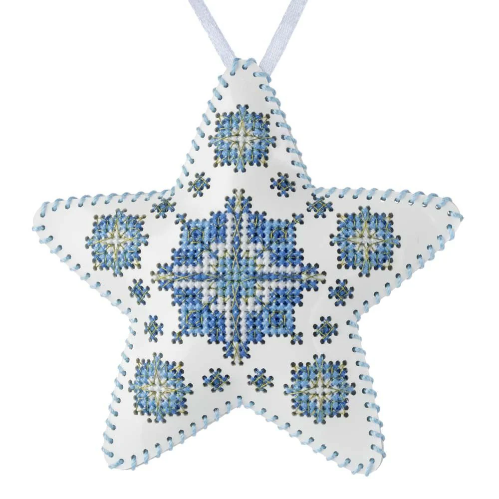 Cross Stitch Kit Star Christmas Ornament DIY Christmas Ornament on Faux Leather