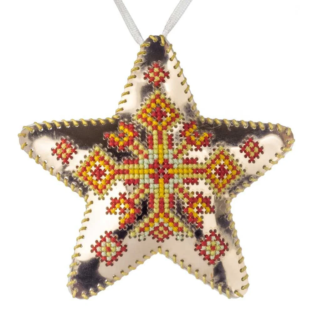 Cross Stitch Kit Star Christmas Ornament DIY Christmas Ornament on Faux Leather