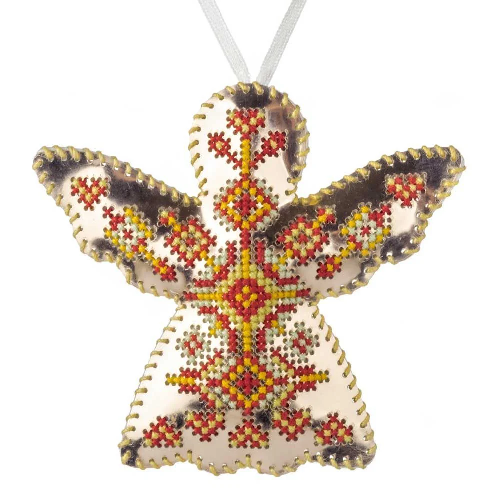 Cross Stitch Kit Angel Christmas Ornament DIY Christmas Ornament on Faux Leather