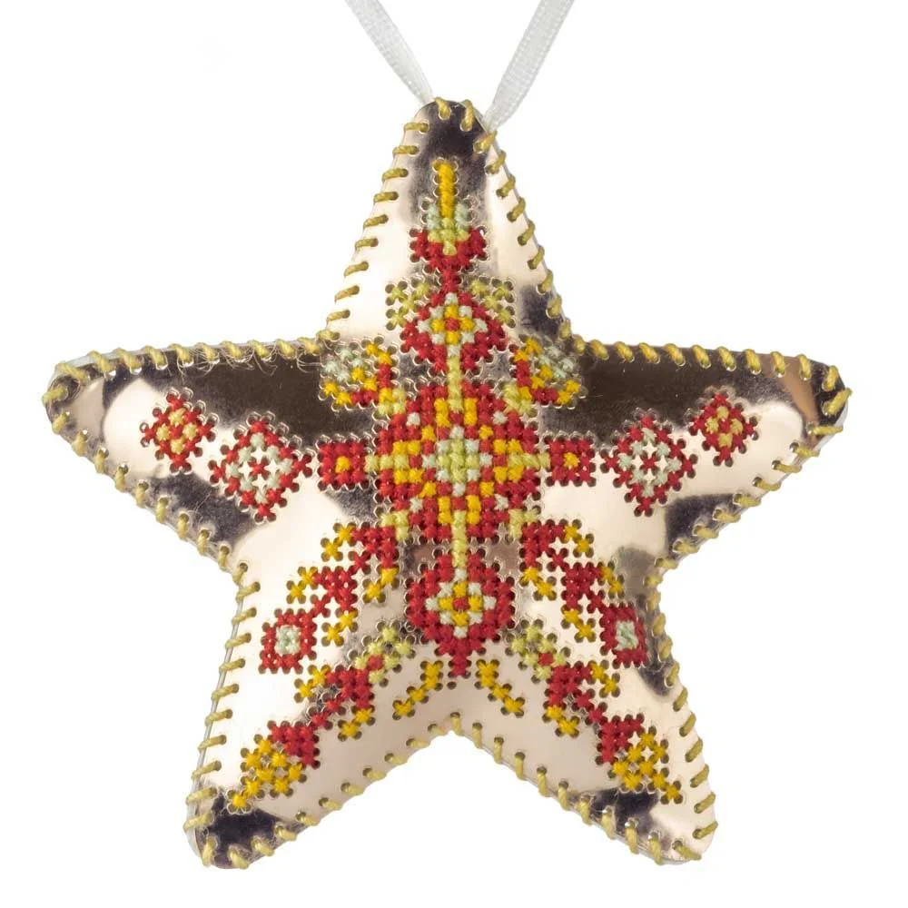 Cross Stitch Kit Star Christmas Ornament DIY Christmas Ornament on Faux Leather