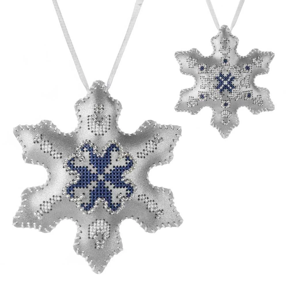 Cross Stitch Kit Snowflake Christmas Ornament DIY Christmas Ornament on Faux Leather
