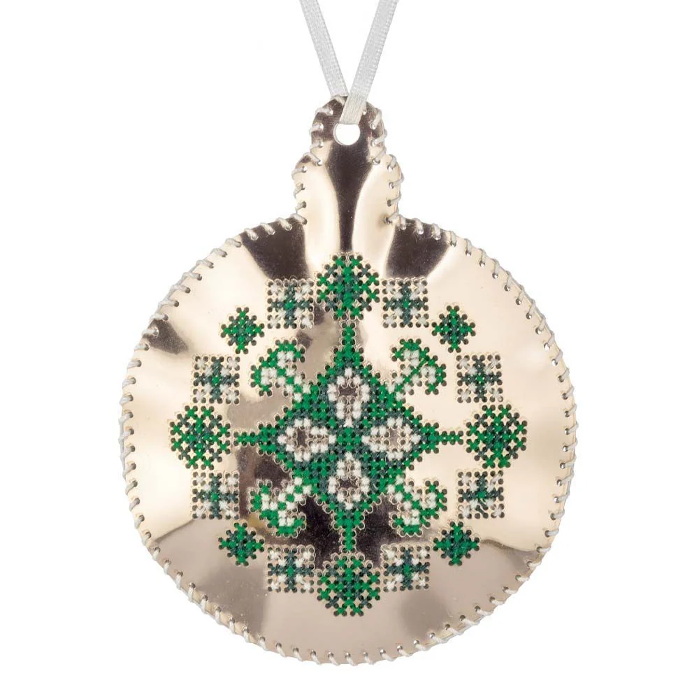 Cross Stitch Kit Bauble Christmas Ornament DIY Christmas Ornament on Faux Leather