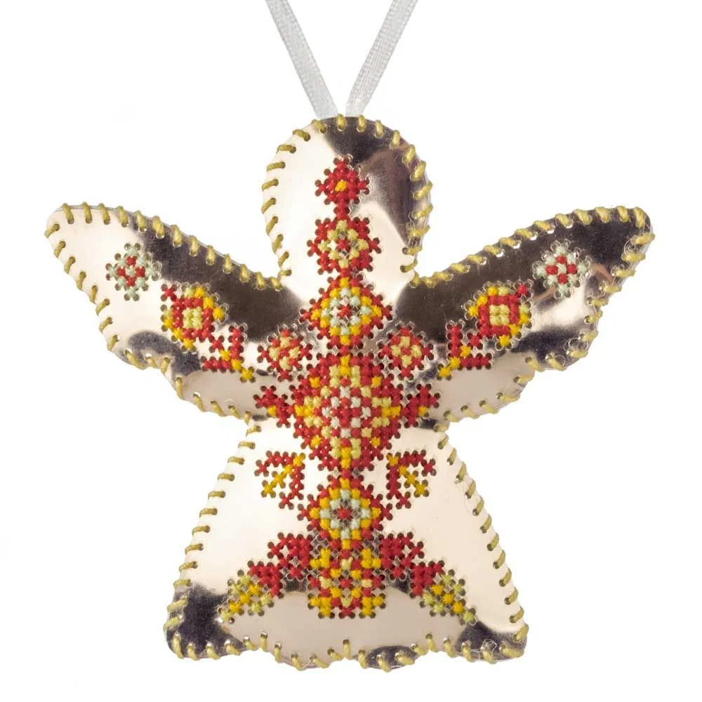Cross Stitch Kit Angel Christmas Ornament DIY Christmas Ornament on Faux Leather