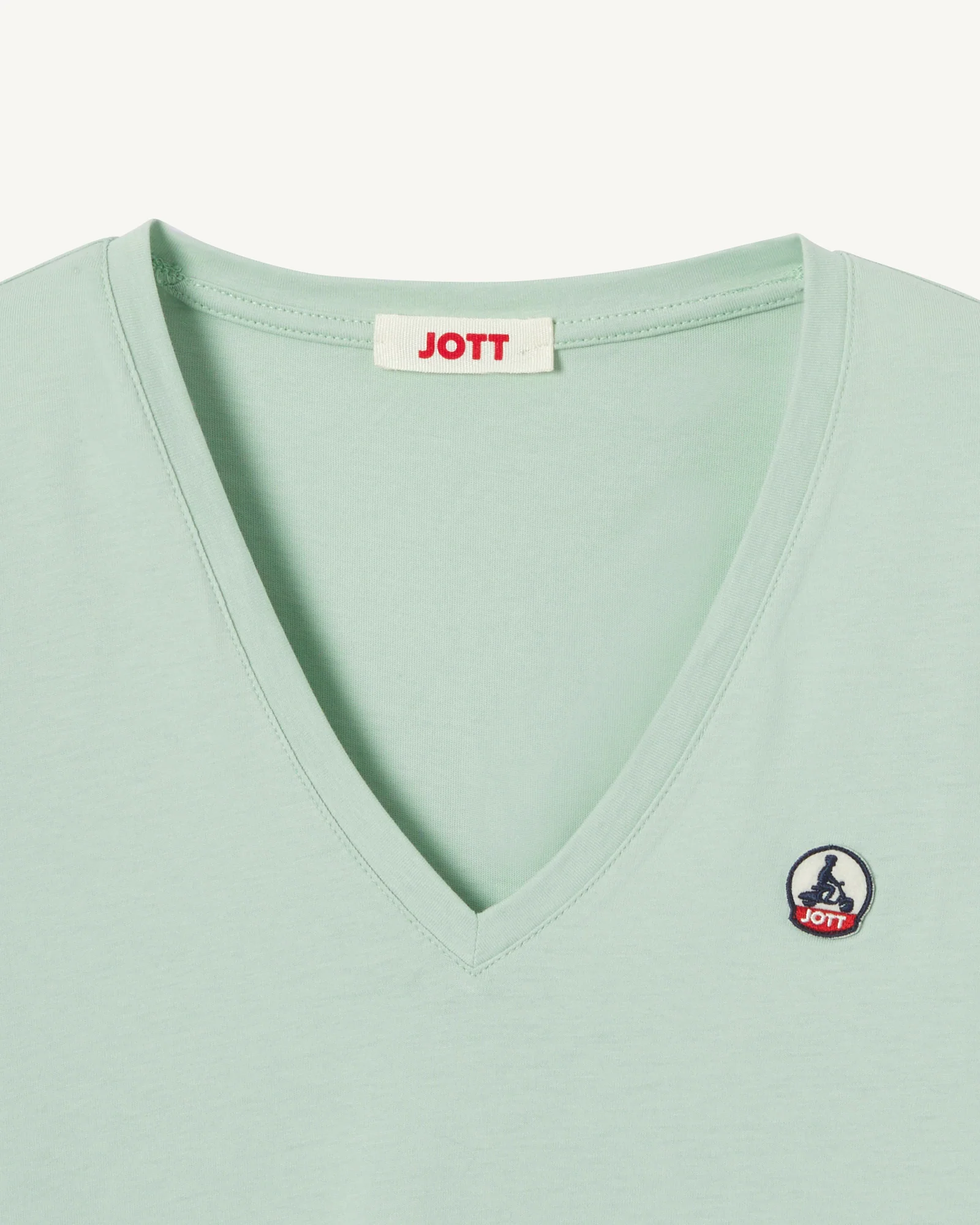 Plain V-neck T-shirt in organic cotton Peppermint Cancun 2.0