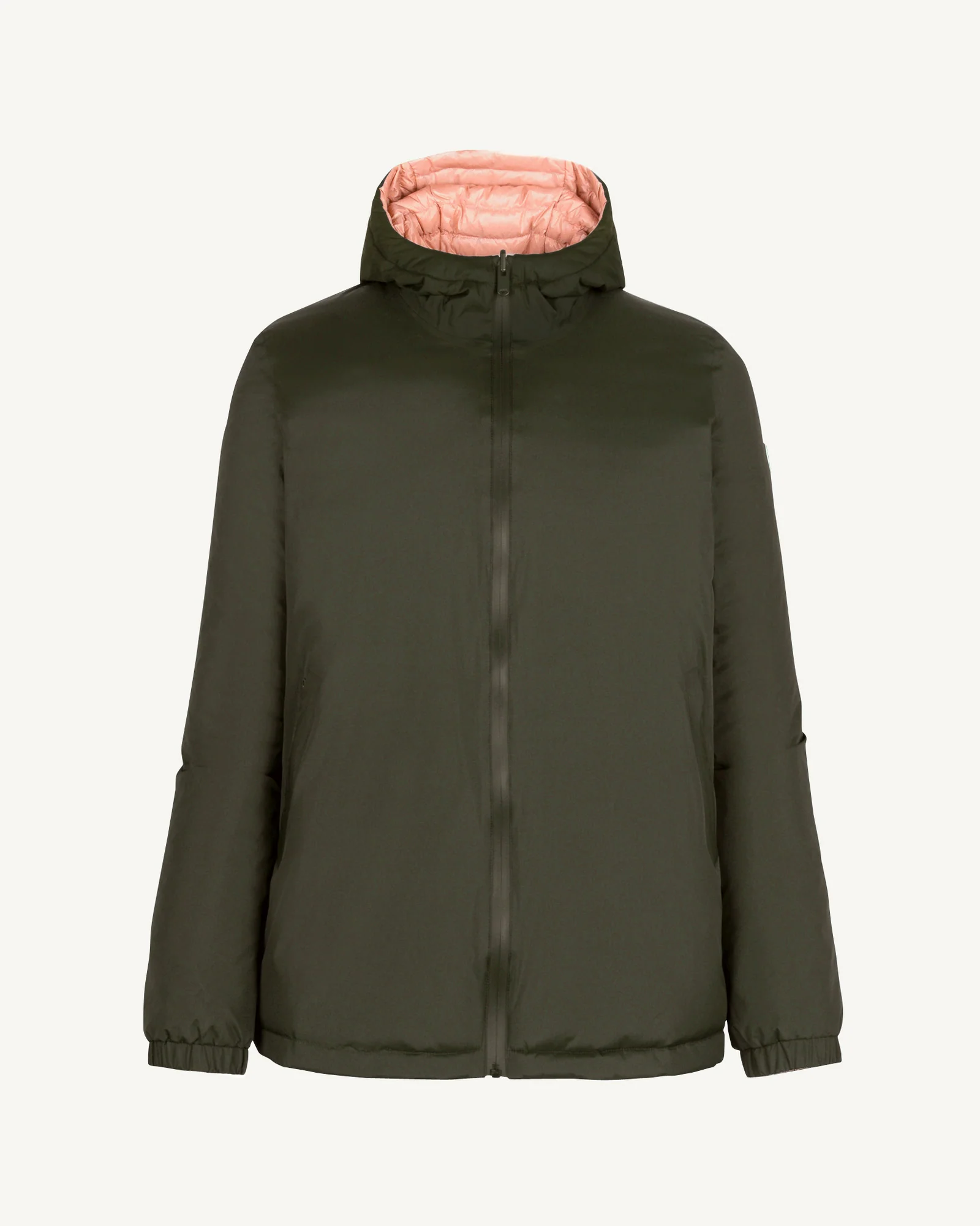 Down jacket reversible hooded Ultralight Army/Powder pink Bangkok 2.0