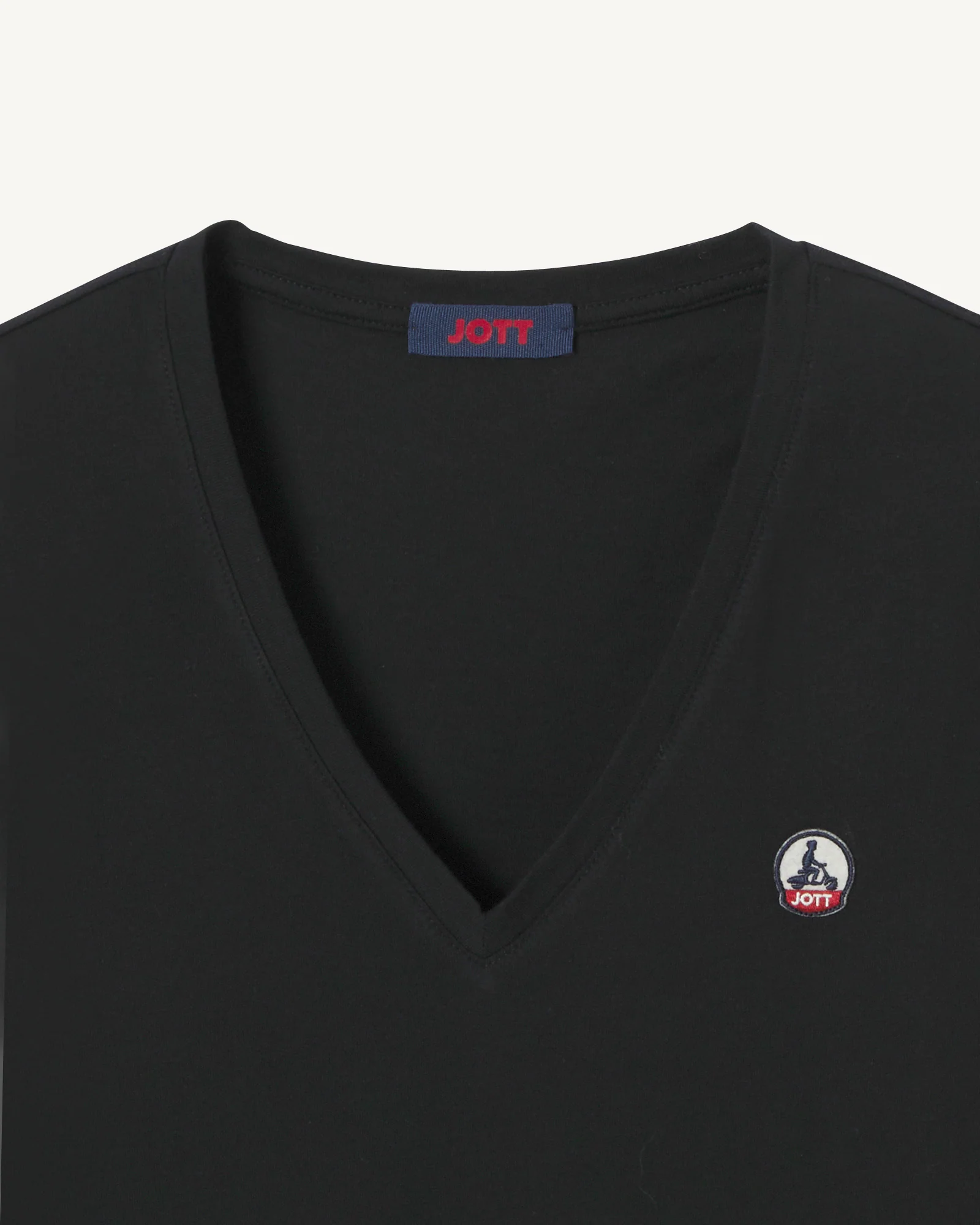 Plain V-neck T-shirt in organic cotton Black Cancun 2.0