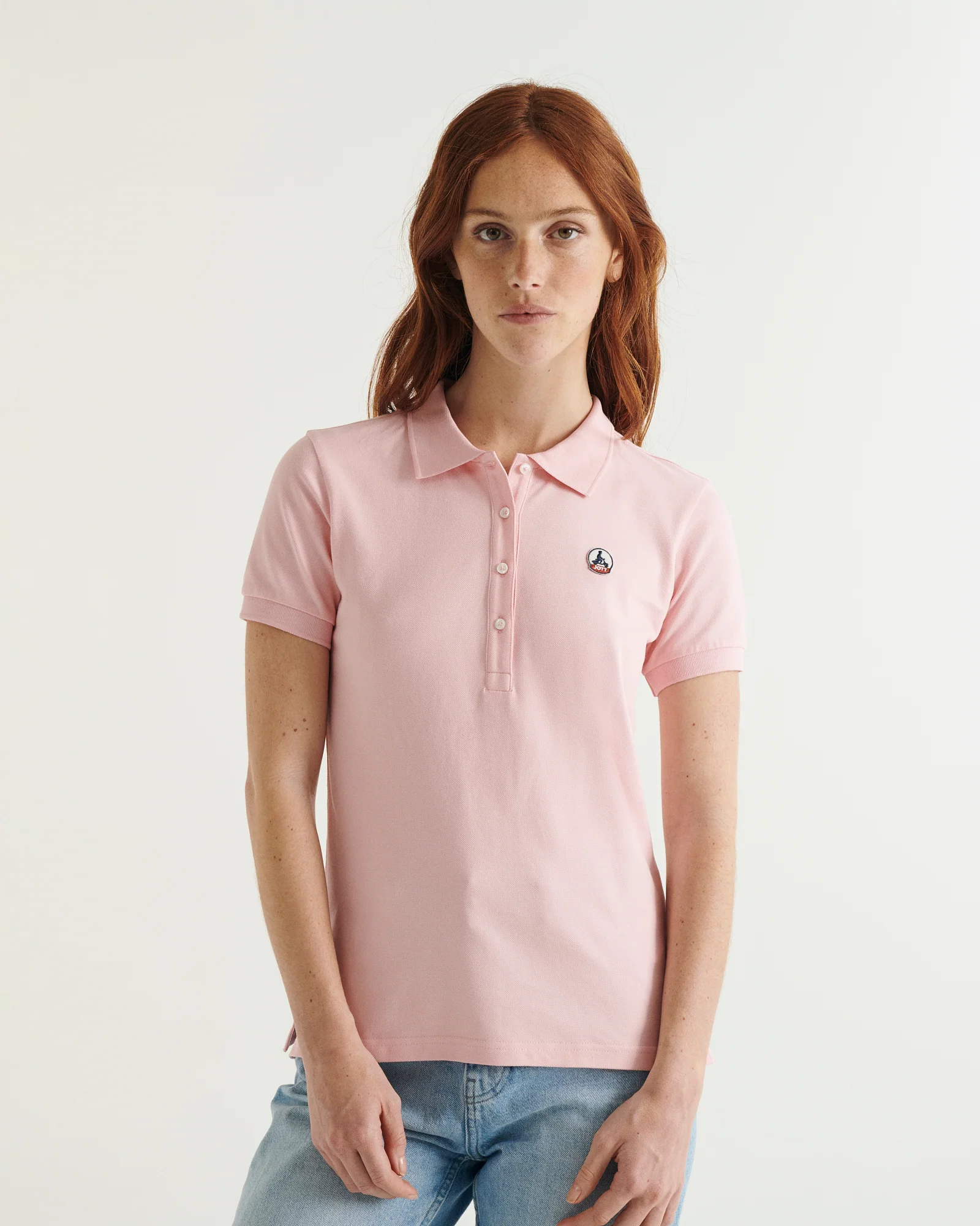 Polo shirt in organic cotton Peach pink Franca