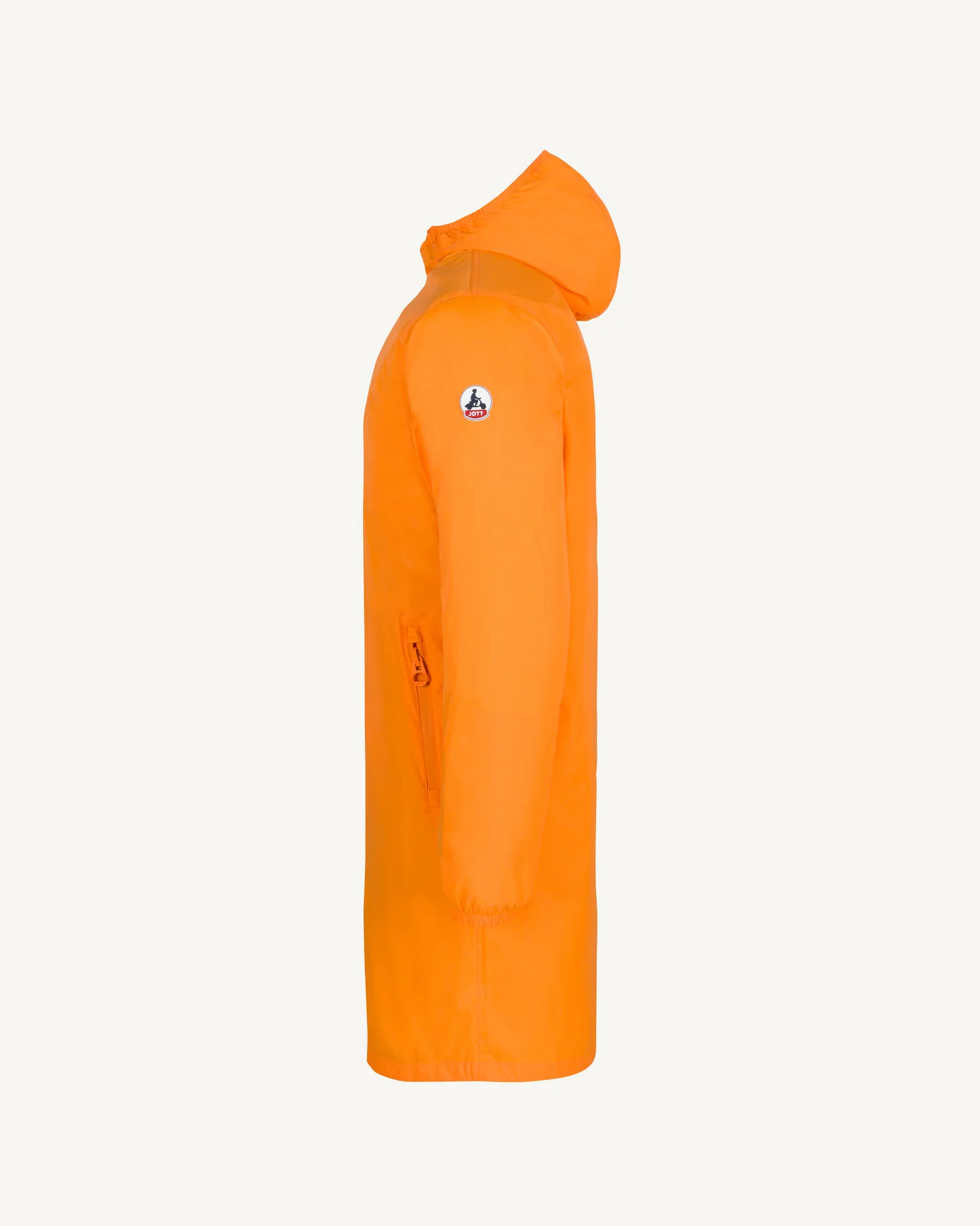 Tangerine Oban packable long hooded raincoat