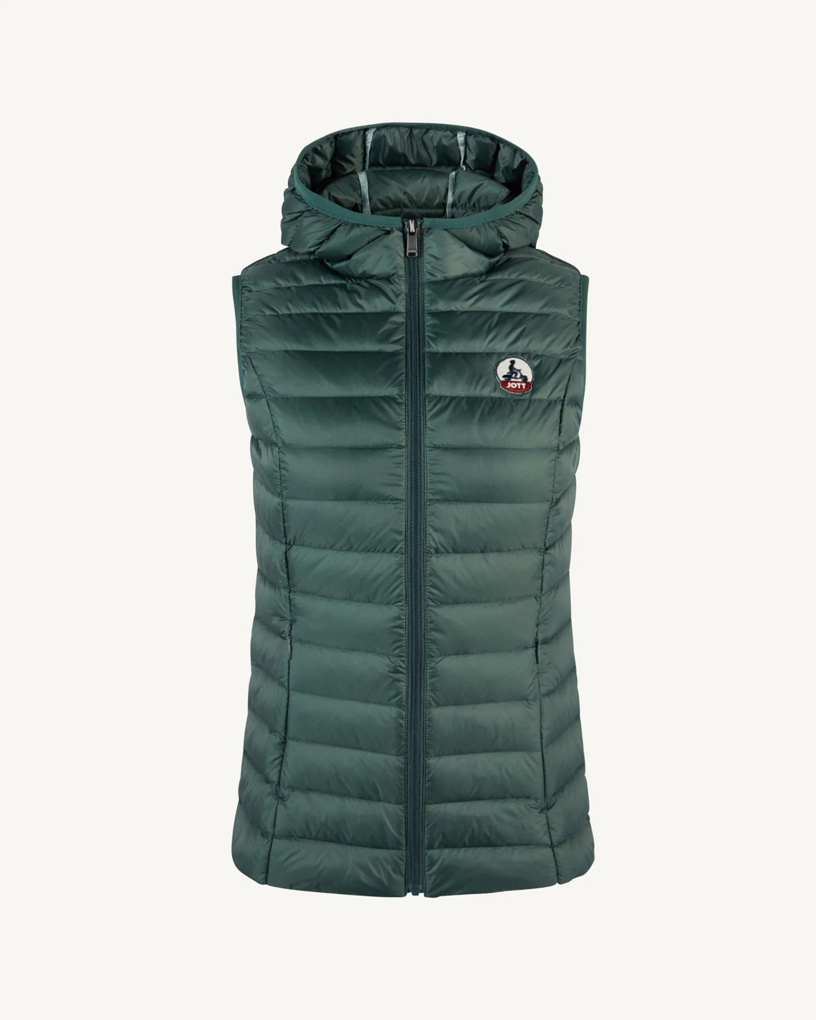 Down jacket light sleeveless hoodie Celadon green Mali
