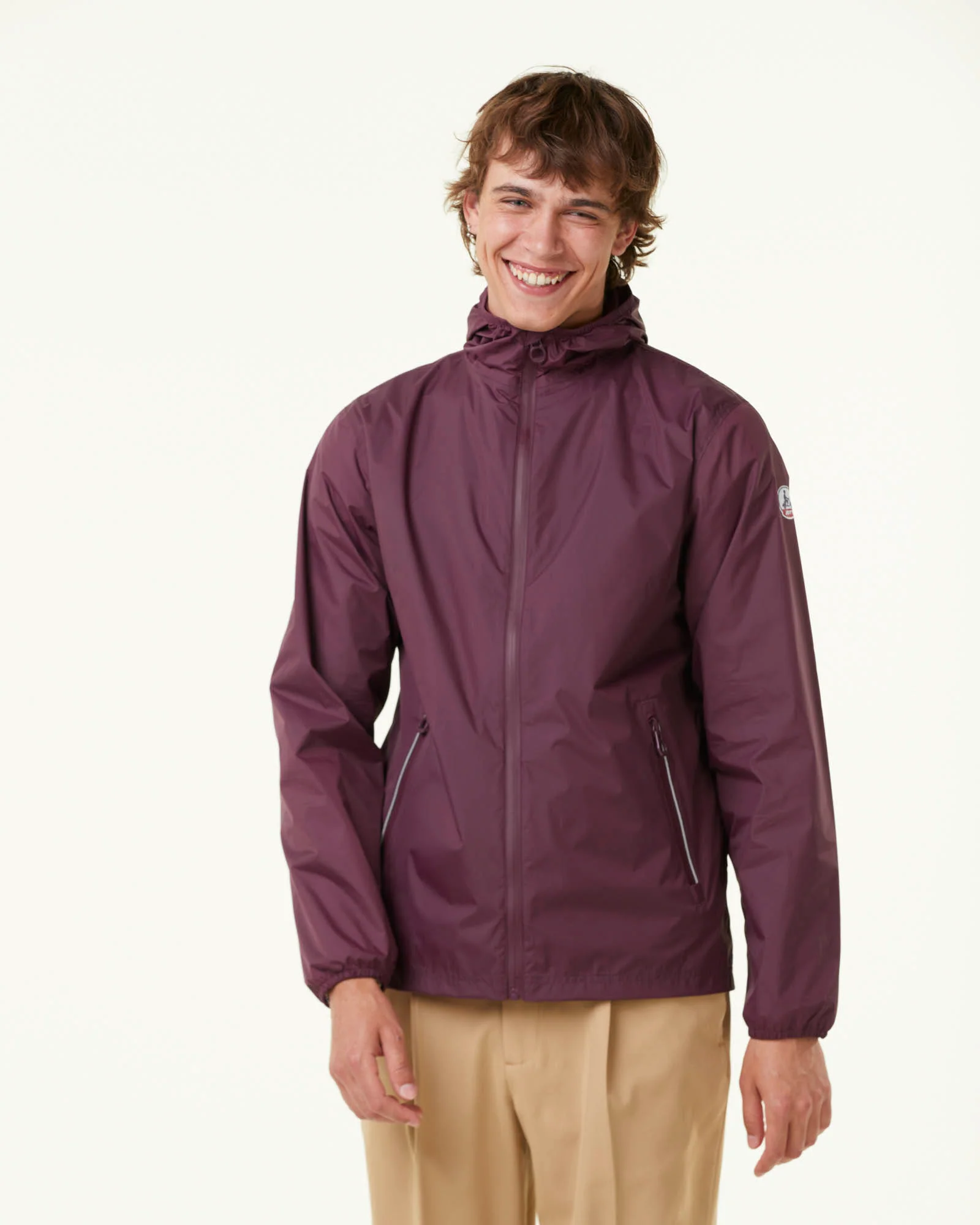 Packable hooded raincoat Aubergine Manila